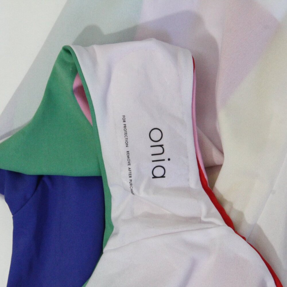 Onia One Piece Swimsuit XL New Women Striped Bathing Suit Rainbow colorful Kelly - Picture 11 of 11